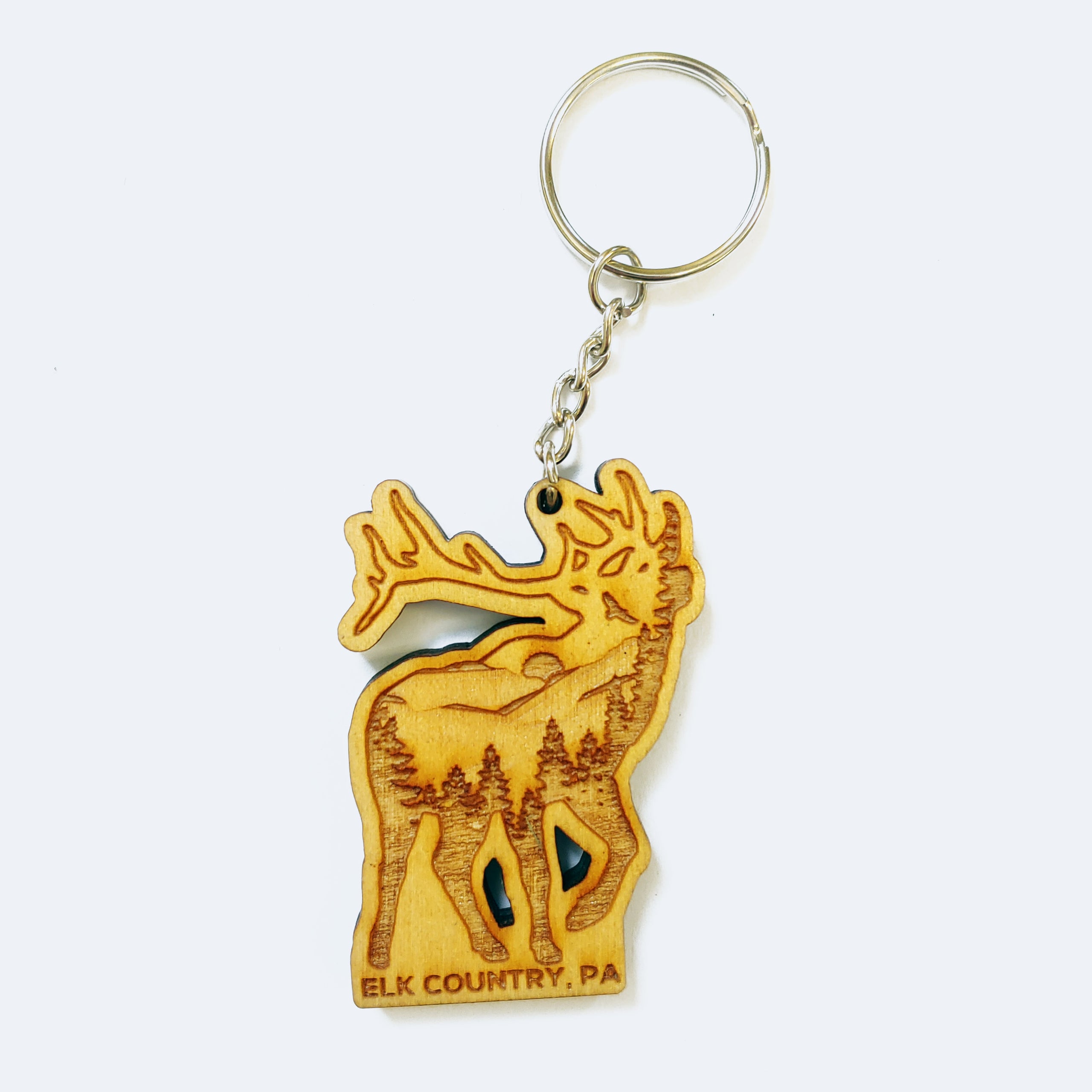 Wooden Elk Keychain PA Made Arts & Clothing Co
